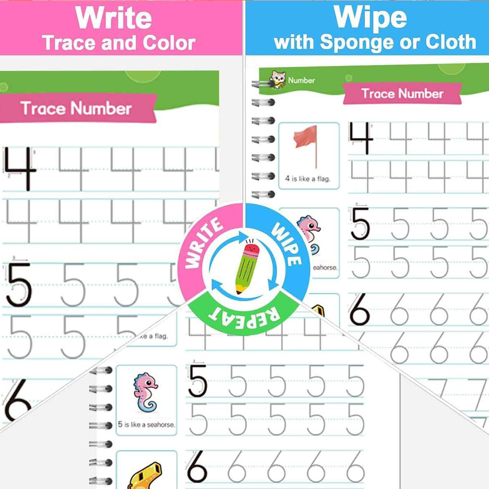 Magic Grooved Writing Practice, Handwriting Practice Copybook, Reusable Tracing Workbooks with Auto-Disappearing Ink, Template Design, Suitable for Learning