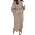 thumbnail image 3 of Suéter de mujer de invierno suelto adelgazante suéter largo falda sobre la rodilla jersey de fondo vestido de punto, 3 of 5