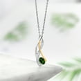 thumbnail image 4 of Gem Stone King 0.63 Ct Green Chrome Diopside E-F Lab Grown Diamond 925 Silver and 10K Yellow Gold Pendant, 4 of 4