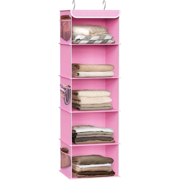 5 Shelf Hanging Closet Organizer, Pink
