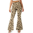 thumbnail image 2 of Xoenoiee Flare Leggings for Women High Waisted Flared Yoga Pants Butt Lift Stretch Workout Pants Gym Leggings Bell Bottom Pants for Women Tummy Control, 2XL, Brown Paw Beige Leopard Print, 2 of 6