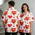 thumbnail image 2 of Chemise Unisexe à Manches Courtes avec Imprimé de la Saint-Valentin, Chemise Décontractée Boutonnée Assortie pour Couples avec Col Rabattu, Haut Graphique Coupe Régulière en Tissu Léger et Respirant pour Cadeaux des Fêtes et Sorties à Thème, 2 of 7
