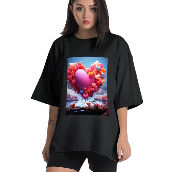 Plus Size Shirt for Women Black Tops for Women Short Sleeves Shirt for Women Valentine's Day (28) T Shirt Crewneck Shirt for Women XS