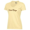 thumbnail image 2 of Women's  Gold Western Michigan Broncos Script Logo Comfort Wash V-Neck T-Shirt, 2 of 3