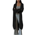 thumbnail image 2 of Womens Oversized Cardigans Ndbuld Fashion Women's Casual Long Sleeve Wear A Belt Solid Ladies Blouse Coat Outwear Jacket Cardigan Great Gifts for Less Black S, 2 of 7