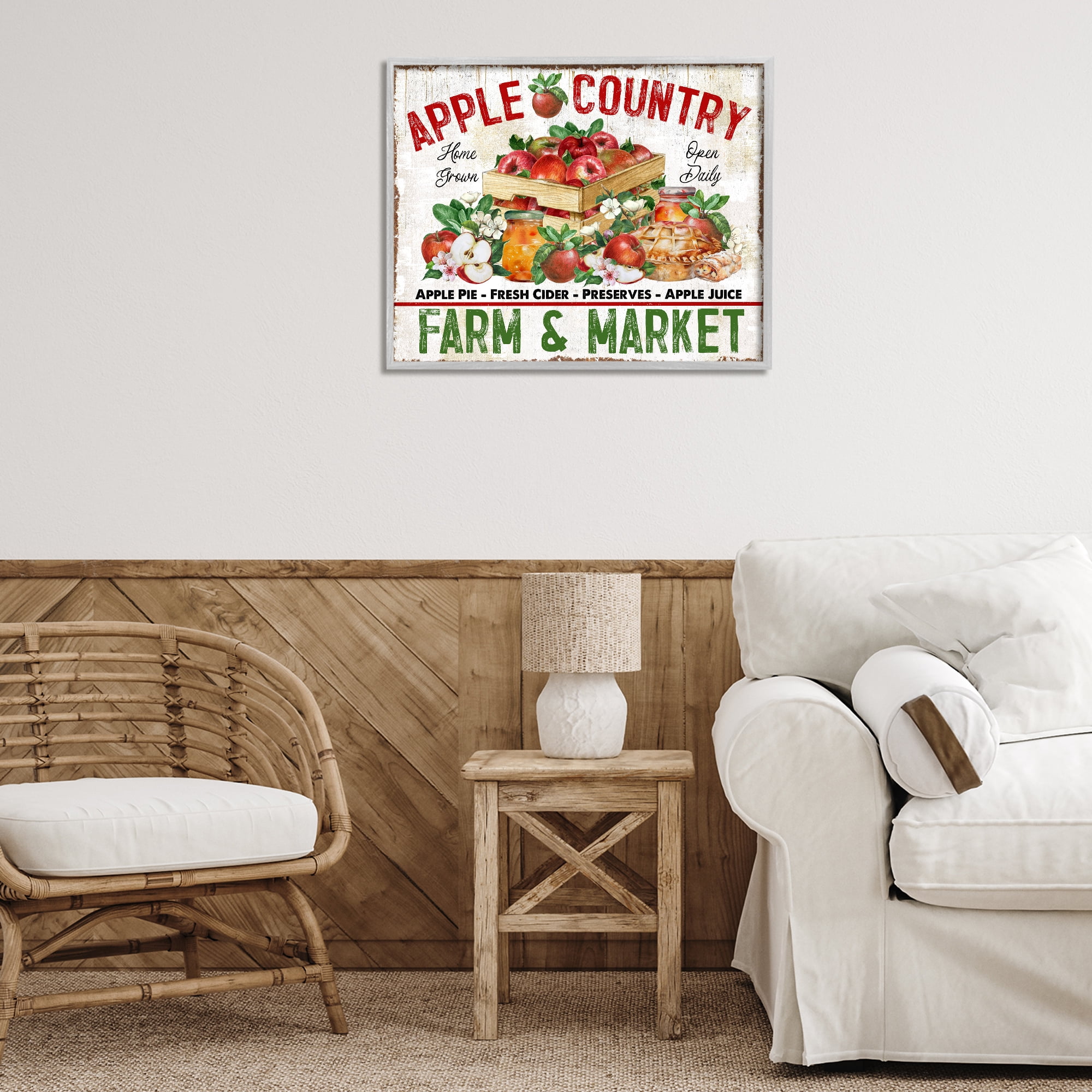 Stupell Industries Apple Country Market Holiday Painting Gray Framed Art Prints Wall Art, 30 x 24