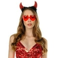 thumbnail image 2 of FUNCREDIBLE Devil Horns Headband Glasses Set | Glitter Devil Ears Headband with Heart Shaped Devil Glasses, 2 of 8
