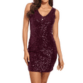 thumbnail image 3 of PrettyGuide Women's Sequin Cocktail Dress V Neck Bodycon Glitter Party Dress, 3 of 7