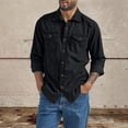 thumbnail image 2 of Blekii Men's Spring Autumn Casual Long Sleeve Lapel Denim Shirt - Classic Solid Colour, Durable Cotton Denim - Perfect for Casual Friday, Weekend Wear, Country Style Outing,, 2 of 10