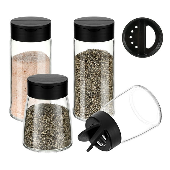 Vucchini Salt and Pepper Shakers Set -  High Quality Glass Salt Shaker with Lid for Kitchen - Elegant Design 4pcs Pack