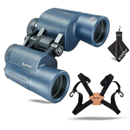 Bushnell H2O 8x42mm Binoculars Porro Prism Waterproof and Fogproof for all Outdoor Activities includes Field Boys Harness and Microfiber Cleaning Cloth