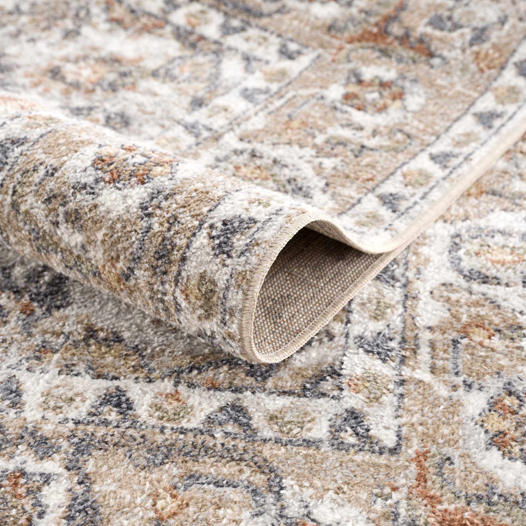 Hauteloom Hiti Living Room, Bedroom Machine Washable Area Rug - Traditional Oriental Medallion Carpet - Brown, Black, Cream - 7'10" x 10'