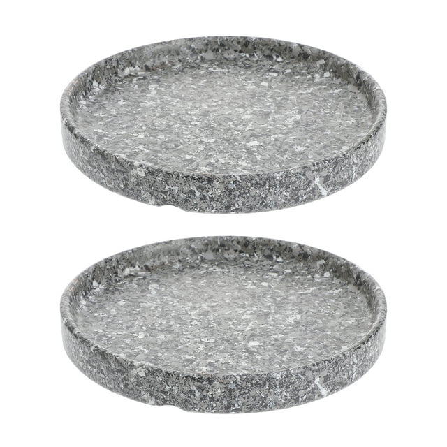 2PCS 15x15x1.8cm Flowerpot Drip Tray Ceramic Cement Design Flowerpot Base Tray for Garden Balcony (Grey)