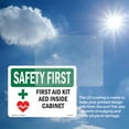 thumbnail image 5 of First Aid Kit AED Inside Cabinet With Symbol OSHA SAFETY FIRST Vinyl Decal Label 7 Inch x 5 Inch - 10 Pack, 5 of 6