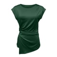 thumbnail image 2 of Blouses for Women Dressy Casual Sleeveless Top Soft Ruched Asymmetrical T Shirt for Women Summer Blouses for Women Slim Fit Tank Top Women's T Shirts Blackish Green S Summer Sales Under $5, 2 of 7