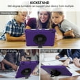thumbnail image 4 of iPad 10.2 inch Case 2020/2019, iPad 8th / 7th Generation Case, 10.5" iPad Pro / iPad Air 3 Case, Dteck Heavy Duty Shockproof Case + Pencil Holder Rotating Kickstand Hand/Shoulder Strap, Purple+Black, 4 of 6