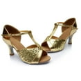 thumbnail image 4 of IUJSOY Womens Latin Dance Shoes Sparkly Open Toe T-Strap Ballroom Salsa Practice Dancing Low Heels, 4 of 9