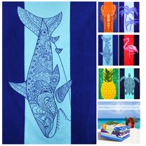 Microfiber Beach Towel 72' x 36' Oversized Towels Stuff Sand Free Extral Large XL Quick Dry Camp Big Pool Sandproof Travel Gift Mat  Tropical Blue Stripe