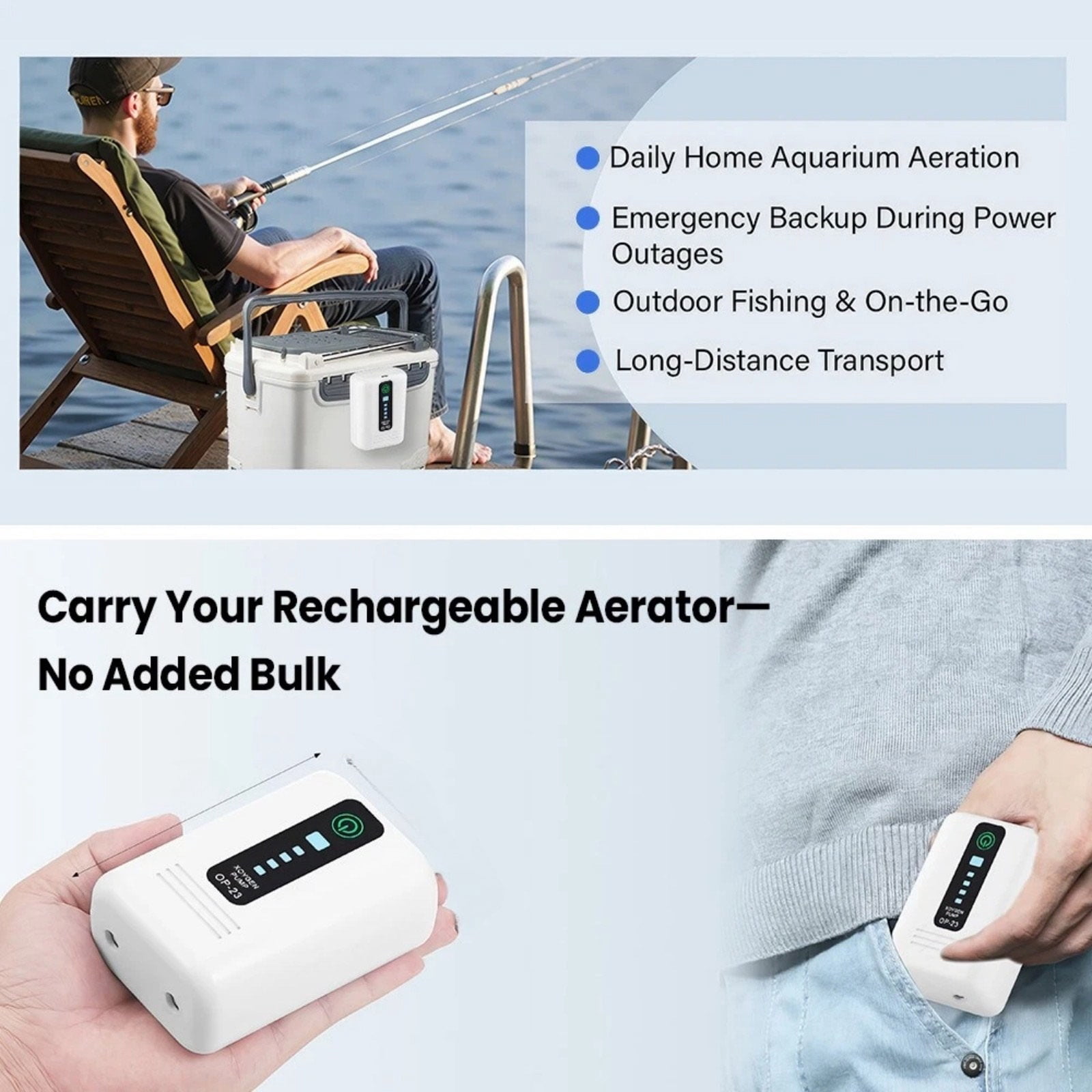 JIAHAOO Quiet Operation Aquarium Air Pump Plastic Shell 3W Low Power For Aquarium Bait Bucket Outdoor Fishing Activities