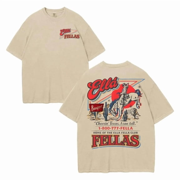 Ella's Fellas Club Shirt, Vintage Western Concert Graphic Tee, Ella Fella Club Cowboy Tee 2026 Western Whiskey Graphic Shirt Rodeo Music Fan