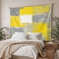 thumbnail image 3 of Yellow Grey Tapestry for Bedroom Wall Hanging Tapestry, Rustic Mottled Oil Painting Abstract Texture Ceiling Backdrop Tapestries Poster Blanket Wall Decor for Teens Room Living Room Dorm 59" x 90", 3 of 8