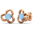 thumbnail image 2 of 4mm Round Larimar 925 Sterling Silver Rose Vermeil Women Stud Valentines Day Gifts Earrings, 2 of 4
