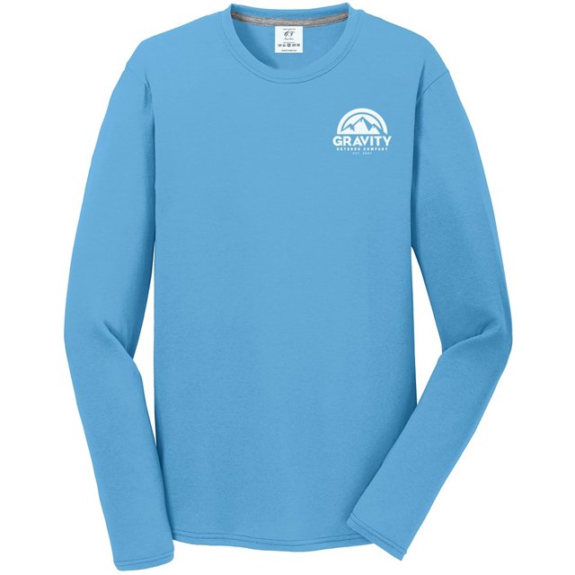 Gravity Outdoor Co. Performance Long Sleeve Shirt - Aqua - White Logo - S