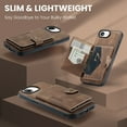 thumbnail image 2 of 2 in 1 Detachable Wallet Back Cover for iPhone 16e, Vintage Premium PU Leather Kickstand Case with Card Holder Pocket & Wireless Charging Slim Phone Cases Cover for iPhone 16e, Brown, 2 of 8