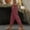 Wine, variant on Ladies Lace Trim Linen Ankle Slacks, Adjustable Drawstring Band, Lightweight Airy Fabric, Side Pockets, Hot Weather Daily Essential Pants Wine XL