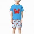 thumbnail image 5 of TOWED22 Toddler Baby Girl Boy Summer 2pcs Outfit Trendy Graphic Short Sleeve Crewneck T-Shirt Tee Elastic Waist Shorts Set Clothes(Blue,11-12 Y), 5 of 6