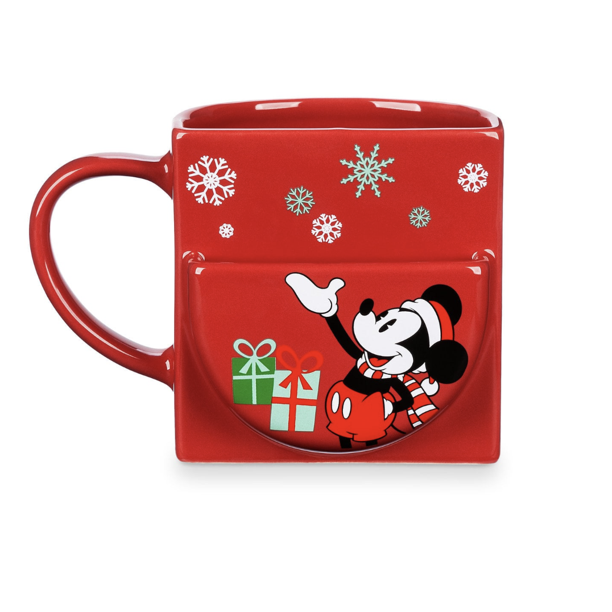 Disney Store Mickey and Snowman Christmas Holiday Cookie Holder Mug New