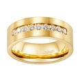 thumbnail image 6 of Yellow Gold Plated Matte 8mm Titanium Steel Mens Ring Men Wedding Band AAA CZ Man Ring, 6 of 7