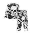 thumbnail image 2 of Bingfone Womens Pajama Sets Skull And Palm Leaves Print,Long Sleeve Loungewear Pajamas Set-Small, 2 of 9