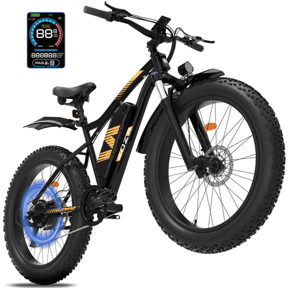 ZDZA Electric Bike for Adults, 1500W Peak E-Mountain Bicycle, 26" Fat Tire 28mph Ebike, 48V 624Wh Removable Battery 72Miles Range, 7 Speed and Dual Suspension UL2849