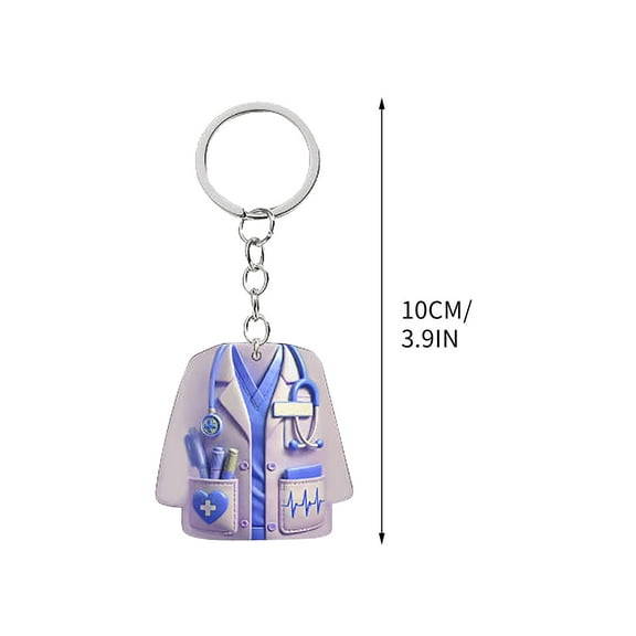 Uutvery 2D Flat Nurse Uniform Car Pendant, Acrylic Christmas Tree Decoration Keychain, Appreciation Gift for Nurses and Healthcare Professionals