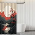 thumbnail image 6 of Japanese Shower Curtain Asian Shower Curtain Japanese Cherry Blossom Plum Mountain Chinese Oriental Sun Misty Mountains Scenery Ink Art Bathroom Decor Set with 12 Hooks 72x72 Inches (B), 6 of 6