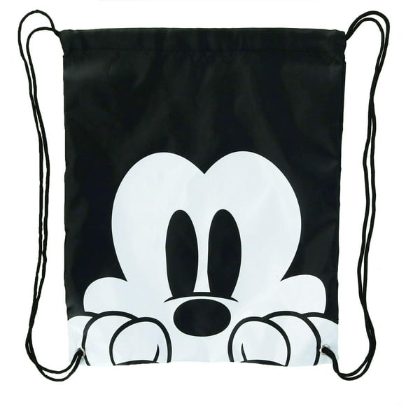 Mickey Mouse Peek-a-Boo Cinch Sling Bag Tote Black White 15.5"