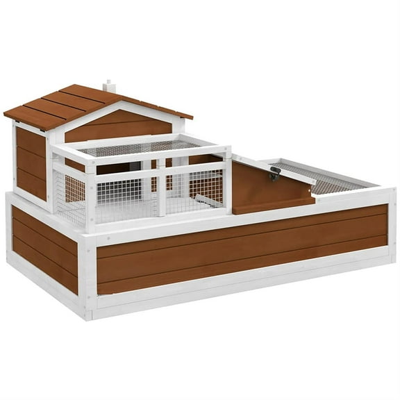 Demi Bonn 44" Wooden 3-Room Tortoise House with Balcony & 2 Stories, Reptile Cage Enclosure for Turtles, Lizards, Snakes, Small Animal Habitats, Brown