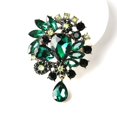 thumbnail image 5 of Vintage boda nupcial azul grande cristal Rhinestone lágrima broche Pin para mujer verde 54*75mm, 5 of 5