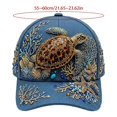 thumbnail image 2 of 3D Ocean Creatures Embroidery Cap, Adjustable Cotton Baseball Cap, Raised Embroidered Sea Animal Hat for Beach Travel(Turtle), 2 of 3