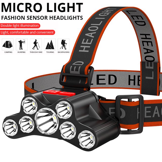 7LED Linterna USB Recargable 4 Modos Al Aire Libre Camping Ciclismo Luz Principal Lamparas
