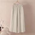 thumbnail image 4 of HKYNLAG Plus Size Capris for Women Summer Cotton Linen Wide Leg Palazzo Capri Pull On Casual Loose High Waist Capri Pants with Pockets Gray L, 4 of 5