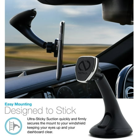 Naztech - MagBuddy Windshield Magnetic Mount for Most Cell Phones - Black