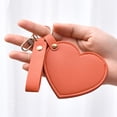 thumbnail image 3 of Shoreew Love Heart Shape Makeup Mirror Waterproof Faux Leather Vanity Mirror Keychain Portable Travel Women Handheld Cosmetic Mirror Bag Pendant, 3 of 7
