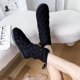 thumbnail image 4 of Botas de nieve para mujer, piel de lana, un lazo de punto, terciopelo, tubo alto grueso, zapatos de algodón gris para mujer oso de fresa Hogar, 4 of 5