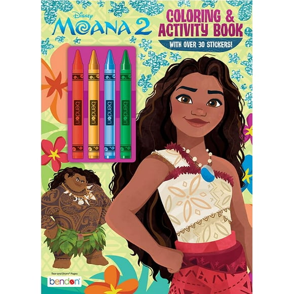 Libro para colorear y actividades Bendon Moana 2 con 4 crayones