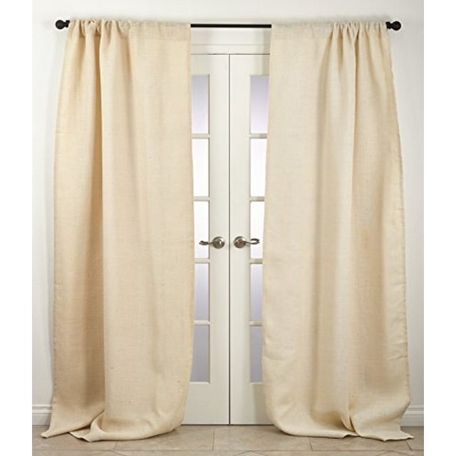 SARO 0811.I42108 Burlap Jute Chic Lined Curtain Panel - Ivory