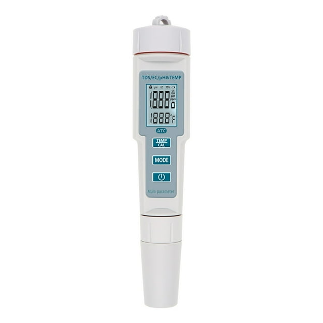 4 In 1 PH/EC/TDS&Temperature Meter Waterproof PH Meter LED Water Quality Monitor Tester PH Tester For Pools Drinking Water
