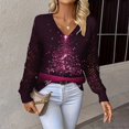 thumbnail image 1 of Chandails d'Automne Grande Taille pour Femmes Chandails de Noël pour Femmes 2025 Col Rond Vacances d'Hiver Mignons Pulls Violets TG, 1 of 7
