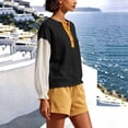 thumbnail image 4 of LckLvx Women's Sweatshirt Ruffle Long Sleeve Button Up Patchwork Tops Fall Travel Outfits, 4 of 6